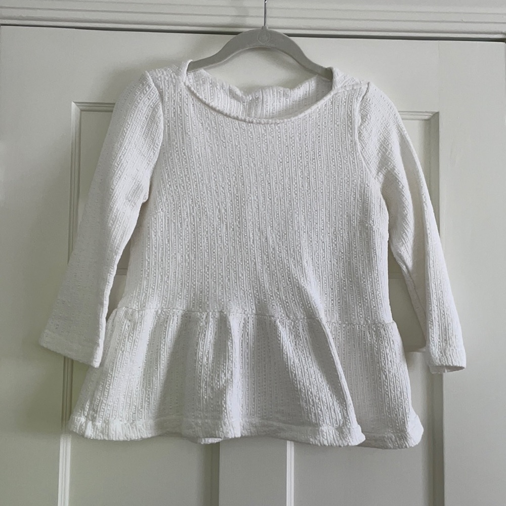 Anthropologie Amadi Ruffled Peplum White Top